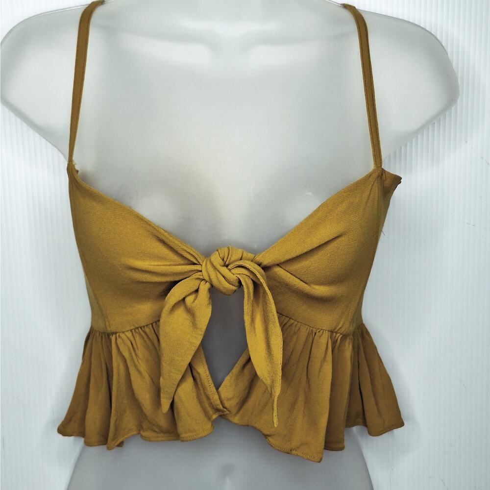 Stone Cold Fox Quixote Crop Top Tie Front Mustard 1 Small Boho Bohemian Romantic
